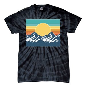 Retro Sunset Mountain Nature Tie-Dye T-Shirt