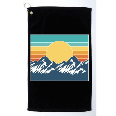 Retro Sunset Mountain Nature Golf Towel