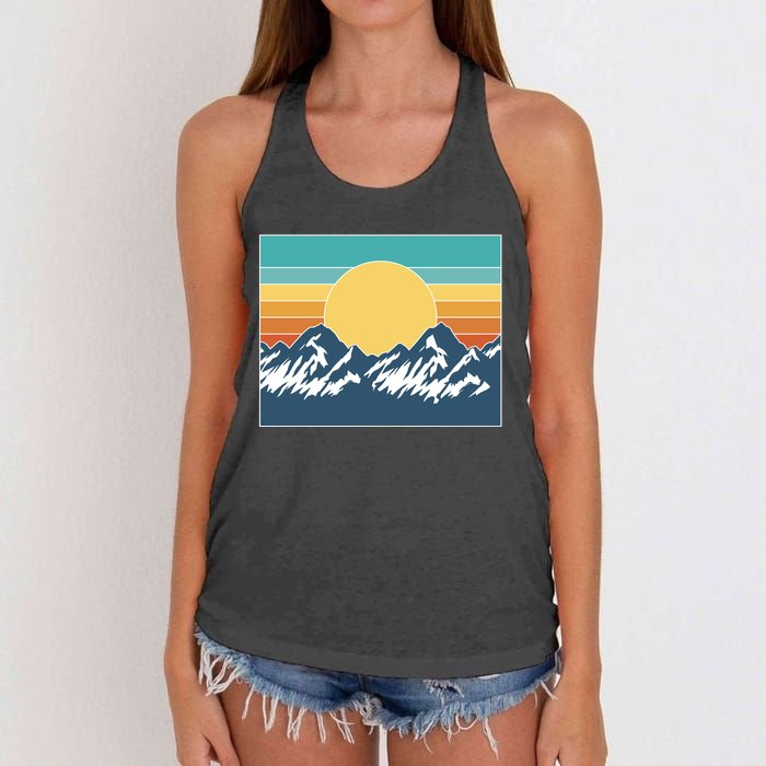 Retro Sunset Mountain Nature Women's Knotted Racerback Tank