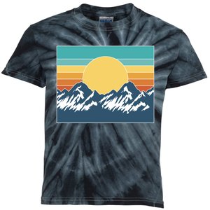 Retro Sunset Mountain Nature Kids Tie-Dye T-Shirt