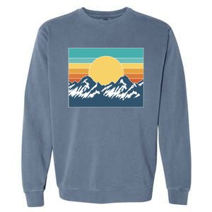 Retro Sunset Mountain Nature Garment-Dyed Sweatshirt