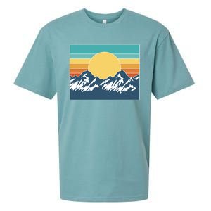 Retro Sunset Mountain Nature Sueded Cloud Jersey T-Shirt