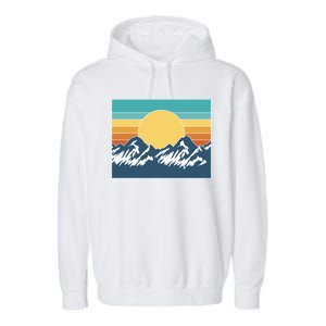 Retro Sunset Mountain Nature Garment-Dyed Fleece Hoodie