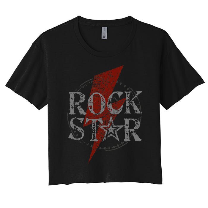 Rock Star Music Fan Gift Graphic Rock N Roll Women's Crop Top Tee