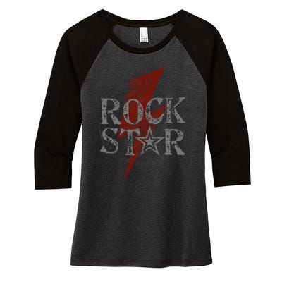 Rock Star Music Fan Gift Graphic Rock N Roll Women's Tri-Blend 3/4-Sleeve Raglan Shirt