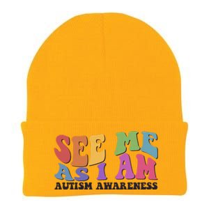 Retro See Me As I Am Autism Awareness Knit Cap Winter Beanie