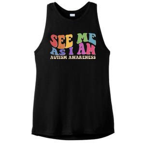 Retro See Me As I Am Autism Awareness Ladies PosiCharge Tri-Blend Wicking Tank