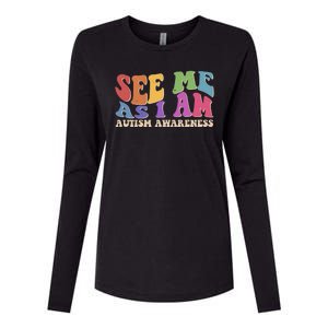 Retro See Me As I Am Autism Awareness Womens Cotton Relaxed Long Sleeve T-Shirt