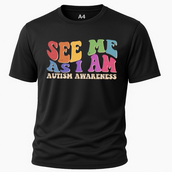 Retro See Me As I Am Autism Awareness Cooling Performance Crew T-Shirt