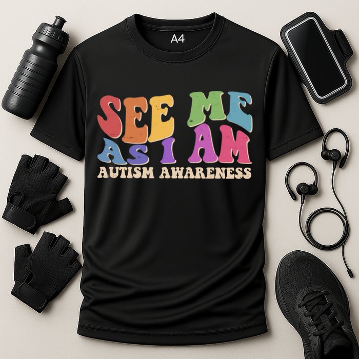 Retro See Me As I Am Autism Awareness Cooling Performance Crew T-Shirt