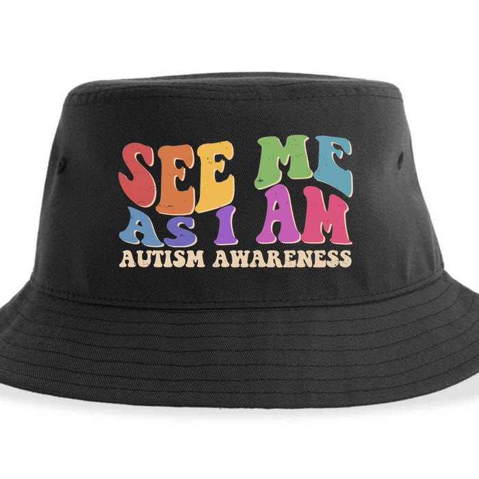 Retro See Me As I Am Autism Awareness Sustainable Bucket Hat