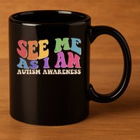 Retro See Me As I Am Autism Awareness 11oz C Handle Ceramic Mug