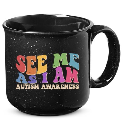 Retro See Me As I Am Autism Awareness 15oz Campfire Ceramic Mug