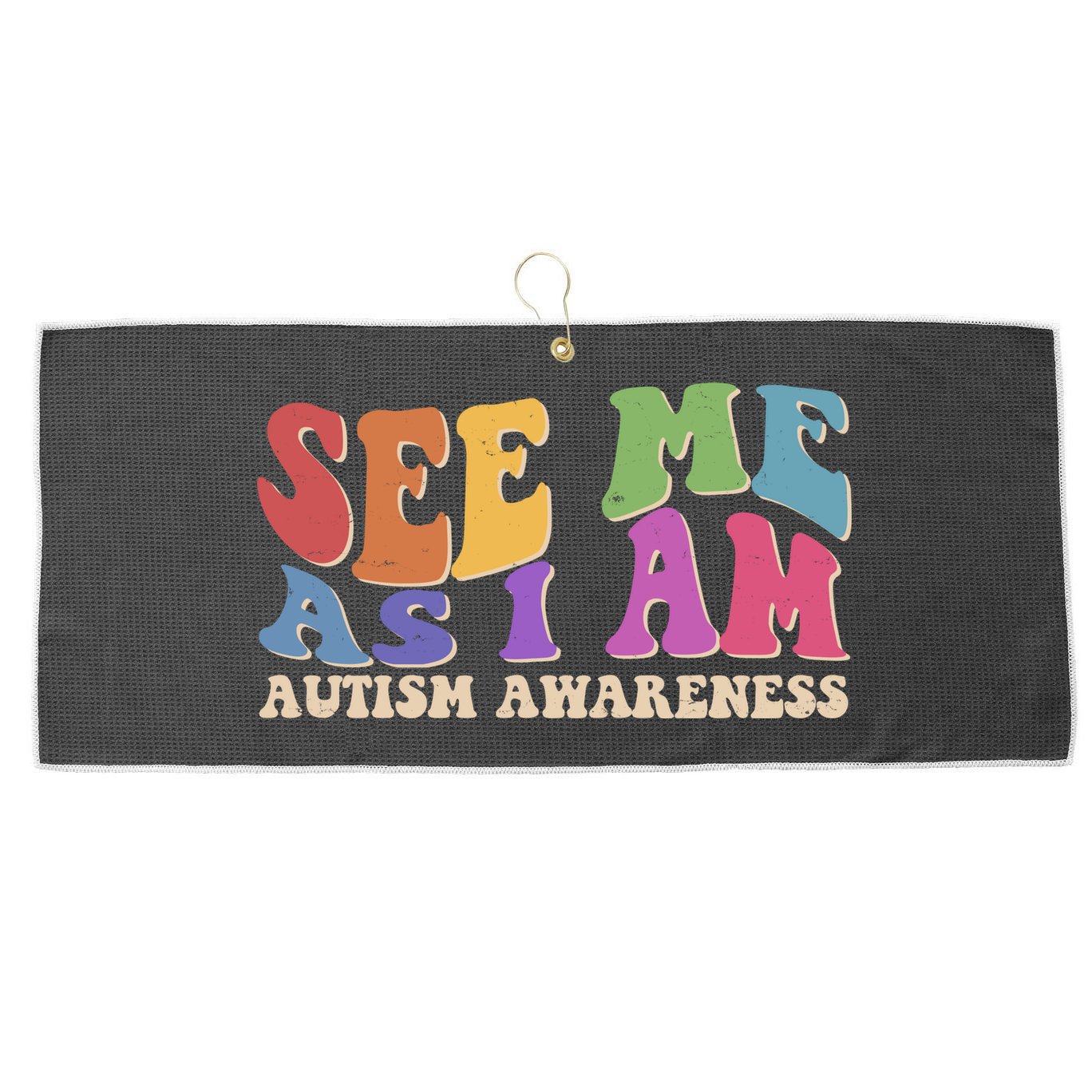 Retro See Me As I Am Autism Awareness Large Microfiber Waffle Golf Towel