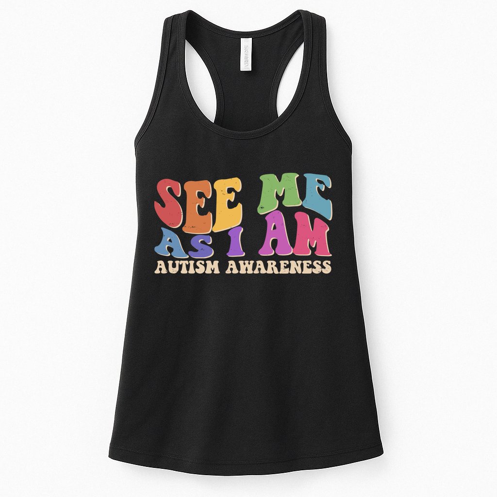Retro See Me As I Am Autism Awareness Womens Tank Top