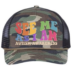 Retro See Me As I Am Autism Awareness Retro Rope Trucker Hat Cap