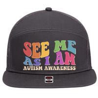 Retro See Me As I Am Autism Awareness 7 Panel Mesh Trucker Snapback Hat