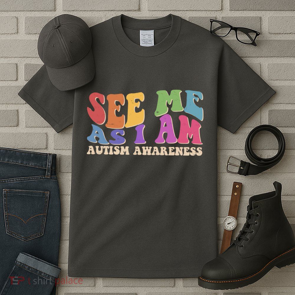 Retro See Me As I Am Autism Awareness Tall T-Shirt