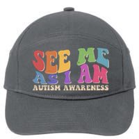 Retro See Me As I Am Autism Awareness 7-Panel Snapback Hat