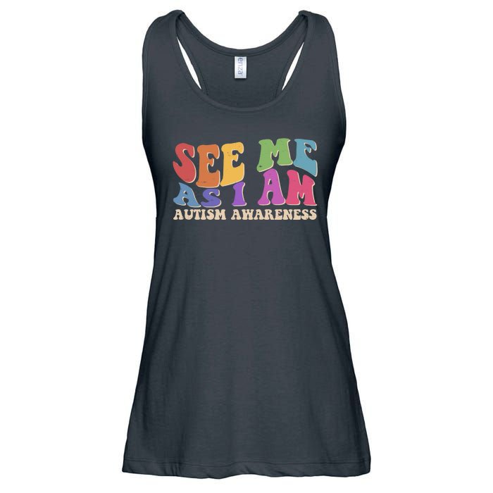 Retro See Me As I Am Autism Awareness Ladies Essential Flowy Tank