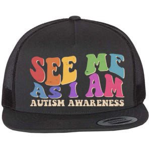 Retro See Me As I Am Autism Awareness Flat Bill Trucker Hat