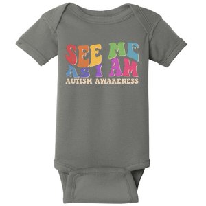 Retro See Me As I Am Autism Awareness Baby Bodysuit