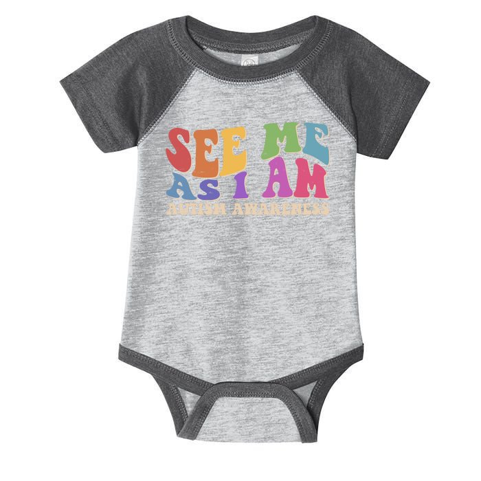 Retro See Me As I Am Autism Awareness Infant Baby Jersey Bodysuit