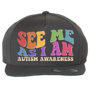 Retro See Me As I Am Autism Awareness Wool Snapback Cap