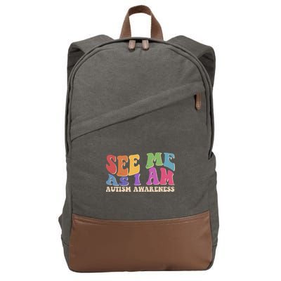 Retro See Me As I Am Autism Awareness Cotton Canvas Backpack