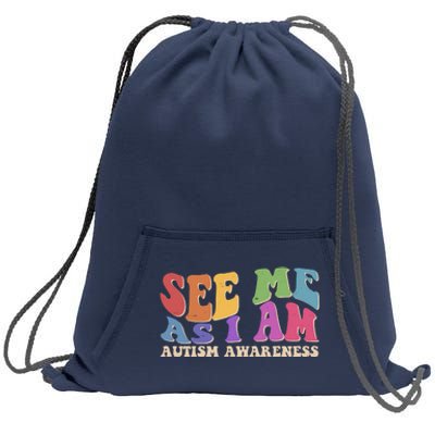 Retro See Me As I Am Autism Awareness Sweatshirt Cinch Pack Bag