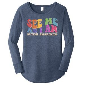 Retro See Me As I Am Autism Awareness Women's Perfect Tri Tunic Long Sleeve Shirt