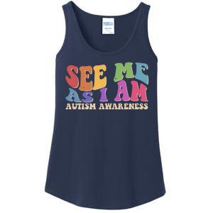 Retro See Me As I Am Autism Awareness Ladies Essential Tank