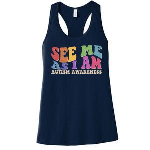 Retro See Me As I Am Autism Awareness Women's Racerback Tank