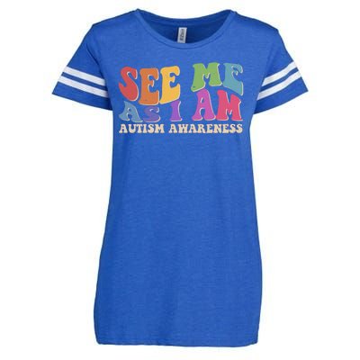 Retro See Me As I Am Autism Awareness Enza Ladies Jersey Football T-Shirt