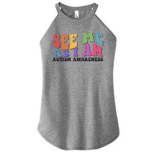 Retro See Me As I Am Autism Awareness Women's Perfect Tri Rocker Tank