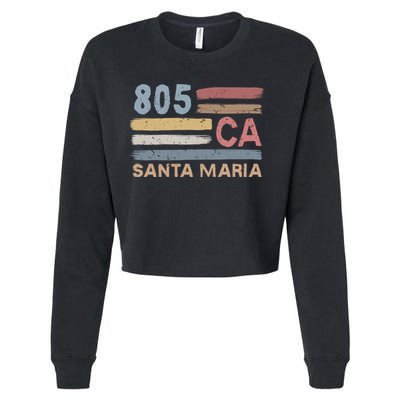 Retro Santa Maria Area Code 805 Residents State California Gift Cropped Pullover Crew