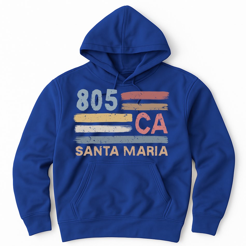 Retro Santa Maria Area Code 805 Residents State California Gift Hoodie