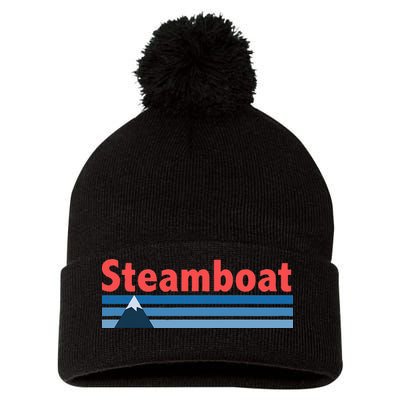 Retro Style Mountain Steamboat Springs Colorado Pom Pom 12in Knit Beanie