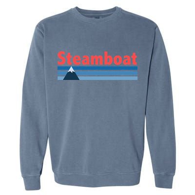 Retro Style Mountain Steamboat Springs Colorado Garment-Dyed Sweatshirt