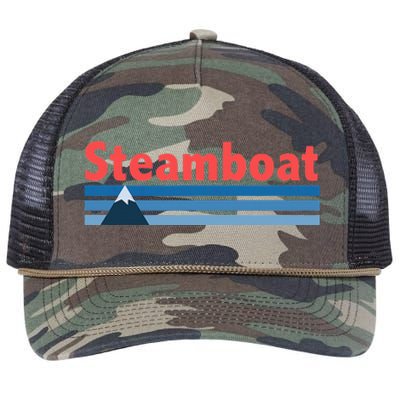 Retro Style Mountain Steamboat Springs Colorado Retro Rope Trucker Hat Cap