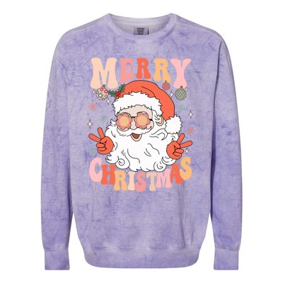 Retro Santa Merry Christmas 2024 Colorblast Crewneck Sweatshirt