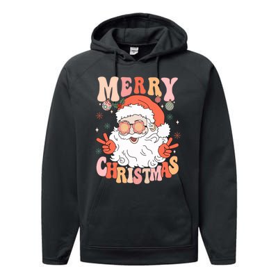 Retro Santa Merry Christmas 2024 Performance Fleece Hoodie