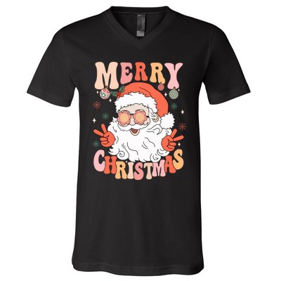 Retro Santa Merry Christmas 2024 V-Neck T-Shirt