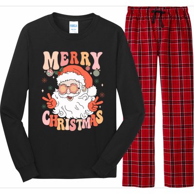 Retro Santa Merry Christmas 2024 Long Sleeve Pajama Set