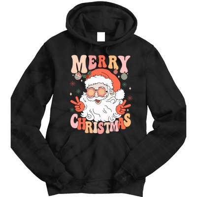 Retro Santa Merry Christmas 2024 Tie Dye Hoodie