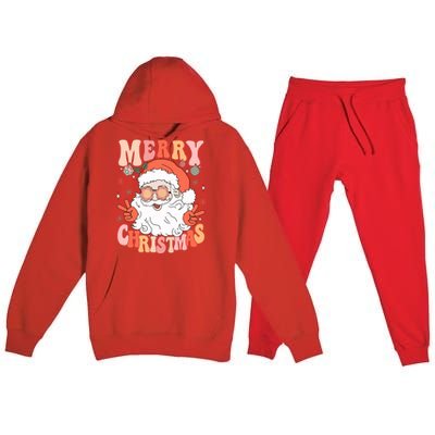 Retro Santa Merry Christmas 2024 Premium Hooded Sweatsuit Set