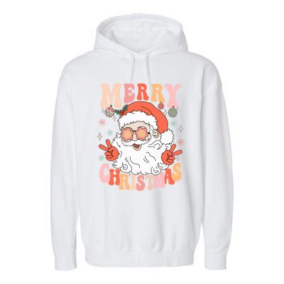 Retro Santa Merry Christmas 2024 Garment-Dyed Fleece Hoodie