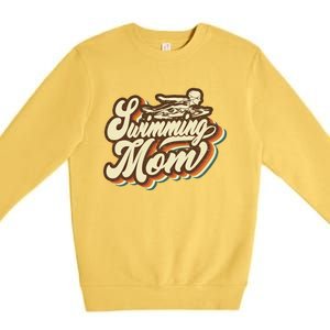 Retro Swimming Mom Sports Mama Mothers Day Gift Premium Crewneck Sweatshirt