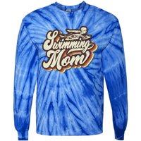 Retro Swimming Mom Sports Mama Mothers Day Gift Tie-Dye Long Sleeve Shirt