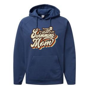 Retro Swimming Mom Sports Mama Mothers Day Gift Performance Fleece Hoodie